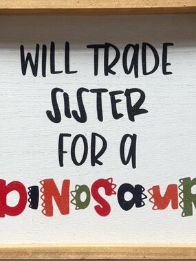 Hobby Lobby White Wall Sign with Multicolor Dinosaur Letters